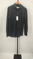 Quince Mens Ultra Luxe Organic Cotton/Cashmere Dress Shirt Black Sleeved Top M