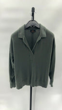 Quince Womens Mongolian Cashmere Polo Sweater Moss Sleeved Top L