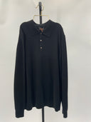 Quince Men's Mongolian Cashmere Polo Sweater Black Sleeved Top L