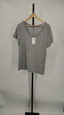 Quince Women's Cotton Modal Scoop Neck Tee Heather Grey Sleeved Top L