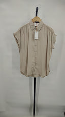 Quince Women's Vintage Wash Tencel Camp Shirt Shale Sleeved Top S