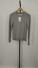 Quince Women's Lightweight Cotton Cashmere Sweater Heather Grey Sleeved Top S
