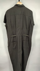 Quince Women's Cotton Linen Twill Short Sleeve Jumpsuit Charcoal Sleeved XL