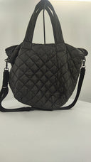 Quince Womens Transit Quilted Carry-All Tote Black Bags One Size
