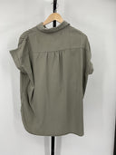 Quince Women's Vintage Wash Tencel Camp Shirt Olive Sleeved Top M