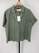 Quince Women's 100% European Linen Short Sleeve Shirt Light Cargo Sleeved Top L