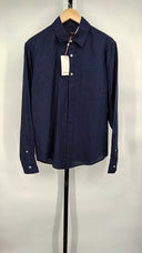 Quince Mens 100% European Linen Long Sleeve Pocket Shirt Deep Navy S
