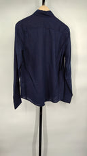 Quince Mens 100% European Linen Long Sleeve Pocket Shirt Deep Navy S