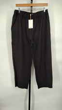 Quince Womens 100% European Linen Pants - 25" Black L