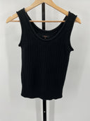 Quince Women's 100% Organic Cotton Cropped Waffle Stitch Sweater Tank Black XS