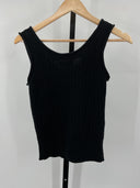 Quince Women's 100% Organic Cotton Cropped Waffle Stitch Sweater Tank Black XS