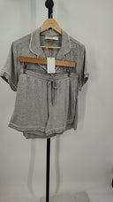 Quince Women's Bamboo Jersey Short Sleeve Pajama Set Heather Grey Shorts M