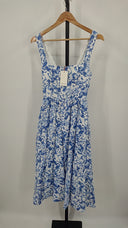 Quince Womens 100% European Linen Fit & Flare Midi Dress Floral Waterfall XS