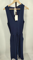 Quince Womens French Terry Modal Jumpsuit Navy Basic Sleeved Dress M