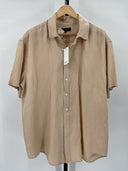 Quince Men's 100% European Linen Short Sleeve Shirt Driftwood Sleeved Top XL