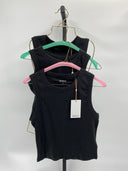 Quince Womens Organic Cotton Micro-Rib Cropped Cutaway Tank 3-Pack Black M