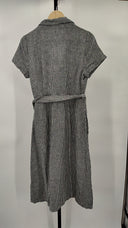 Quince Women's 100% European Linen Dress Classic Mini Gingham Basic Sleeved S