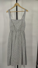 Quince Womens 100% European Linen Fit & Flare Midi Dress Blue M