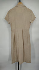Quince Women's 100% European Linen Button Front Dress Driftwood Basic Sleeved XS