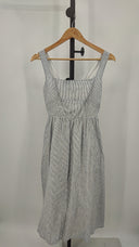 Quince Womens 100% European Linen Fit & Flare Midi Dress Blue XS