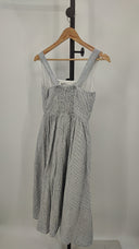 Quince Womens 100% European Linen Fit & Flare Midi Dress Blue XS