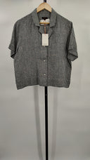 Quince Women's 100% European Linen Shirt Classic Mini Gingham Sleeved Top L