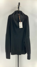 Quince Mongolian Cashmere Funnel Neck Sweater Black Sleeved Top XL