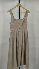 Quince Women's 100% European Linen Fit & Flare Midi Dress Flax Basic Sleeved M