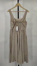 Quince Women's 100% European Linen Fit & Flare Midi Dress Flax Basic Sleeved M