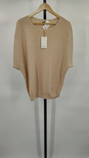 Quince Women's Lightweight Cotton Cashmere Sweater Heather Oatmeal Sleeved Top M