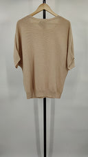 Quince Women's Lightweight Cotton Cashmere Sweater Heather Oatmeal Sleeved Top M