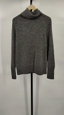 Quince Women's Baby Alpaca-Wool Turtleneck Charcoal Sleeved Top L