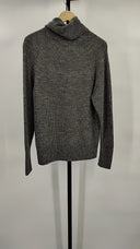 Quince Women's Baby Alpaca-Wool Turtleneck Charcoal Sleeved Top L