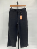 Quince Womens Organic Stretch Cotton Twill Wide-Leg Crop Pants Black 29