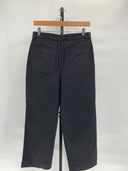 Quince Womens Organic Stretch Cotton Twill Wide-Leg Crop Pants Black 29