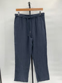 Quince Womens 100% Organic Cotton Gauze Straight Leg Pants Indigo Blue S