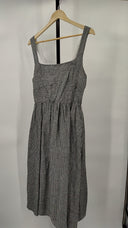 Quince Women's 100% European Linen Midi Dress Mini Gingham Basic Sleeved L