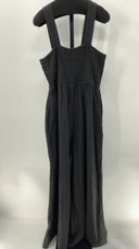 Quince Womens 100% Organic Cotton Gauze Smocked Wide Leg Jumpsuit Black L