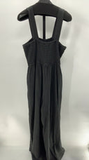 Quince Womens 100% Organic Cotton Gauze Smocked Wide Leg Jumpsuit Black L