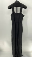 Quince Womens 100% Organic Cotton Gauze Smocked Wide Leg Jumpsuit Black L