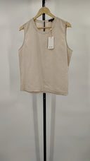 Quince Women's 100% European Linen Tank Sand Sleeveless Top M