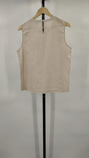 Quince Women's 100% European Linen Tank Sand Sleeveless Top M