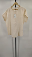 Quince Women's100% Organic Cotton Roll Sleeve Shirt Vintage Cream Sleeved Top XL