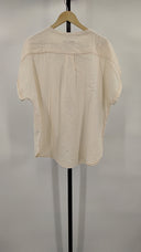 Quince Women's100% Organic Cotton Roll Sleeve Shirt Vintage Cream Sleeved Top XL