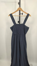 Quince Womens Organic Cotton Gauze Smocked Wide Leg Jumpsuit Indigo Blue XL