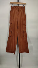 Olivia Women Hayes Faux Leather Wide Leg Pants Brown 0
