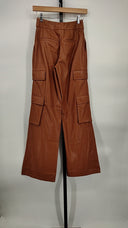 Olivia Women Hayes Faux Leather Wide Leg Pants Brown 0