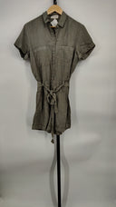 Bella Dahl Women Rolled Hem Utility Romper Sleeved Jumpsuit Green S