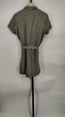Bella Dahl Women Rolled Hem Utility Romper Sleeved Jumpsuit Green S