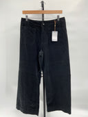 Quince Womens Organic Stretch Corduroy Cropped Wide Leg Pants - 26" Black 8